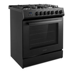 Cosmo Cosmo 30 in. Nebula Collection 5.0 cu. ft. Gas Range, 5 Burners, Rapid Convection Oven, Cast Iron Grates in Matte Black - COS-305AGC-BK