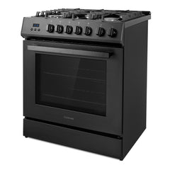 Cosmo Cosmo 30 in. Nebula Collection 5.0 cu. ft. Gas Range, 5 Burners, Rapid Convection Oven, Cast Iron Grates in Matte Black - COS-305AGC-BK