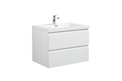 Laviva Aurora 24" Wall Hung Bathroom Vanity with White Acrylic Countertop - Glossy Polar White