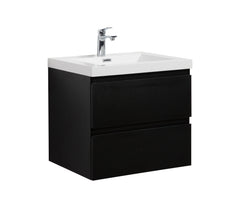 Laviva Aurora 24" Wall Hung Bathroom Vanity with White Acrylic Countertop - Matte Midnight Black