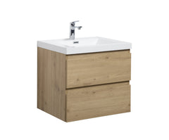 Laviva Aurora 24" Wall Hung Bathroom Vanity with White Acrylic Countertop - Sonoma Oak