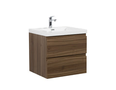 Laviva Aurora 24" Wall Hung Bathroom Vanity with White Acrylic Countertop - Smokey Walnut