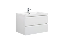 Laviva Aurora 30" Wall Hung Bathroom Vanity with White Acrylic Countertop - Glossy Polar White