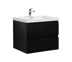Laviva Aurora 30" Wall Hung Bathroom Vanity with White Acrylic Countertop - Matte Midnight Black