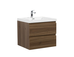 Laviva Aurora 30" Wall Hung Bathroom Vanity with White Acrylic Countertop - Smokey Walnut
