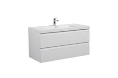 Laviva Aurora 36" Wall Hung Bathroom Vanity with White Acrylic Countertop - Glossy Polar White