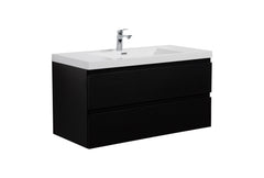 Laviva Aurora 42" Wall Hung Bathroom Vanity with White Acrylic Countertop - Matte Midnight Black
