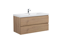 Laviva Aurora 42" Wall Hung Bathroom Vanity with White Acrylic Countertop - Sonoma Oak
