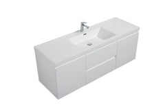 Laviva Aurora 60" Wall Hung Single Sink Bathroom Vanity with White Acrylic Countertop - Gallery