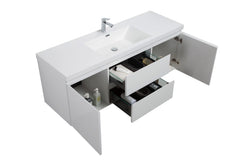 Laviva Aurora 60" Wall Hung Single Sink Bathroom Vanity with White Acrylic Countertop - Gallery