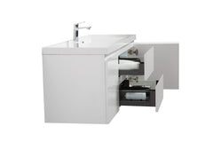 Laviva Aurora 60" Wall Hung Single Sink Bathroom Vanity with White Acrylic Countertop - Gallery