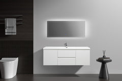 Laviva Aurora 60" Wall Hung Single Sink Bathroom Vanity with White Acrylic Countertop - Gallery
