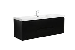 Laviva Aurora 60" Wall Hung Single Sink Bathroom Vanity with White Acrylic Countertop - Matte Midnight Black
