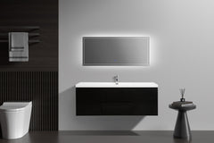 Laviva Aurora 60" Wall Hung Single Sink Bathroom Vanity with White Acrylic Countertop - Gallery