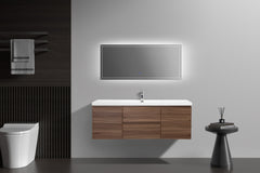 Laviva Aurora 60" Wall Hung Single Sink Bathroom Vanity with White Acrylic Countertop - Gallery
