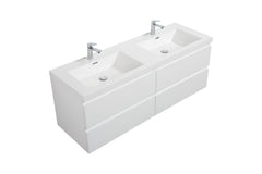 Laviva Aurora 60" Wall Hung Double Sink Bathroom Vanity with White Acrylic Countertop - Gallery