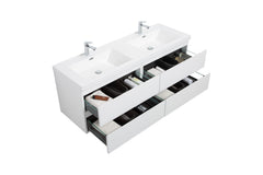 Laviva Aurora 60" Wall Hung Double Sink Bathroom Vanity with White Acrylic Countertop - Gallery