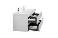 Laviva Aurora 60" Wall Hung Double Sink Bathroom Vanity with White Acrylic Countertop - Gallery