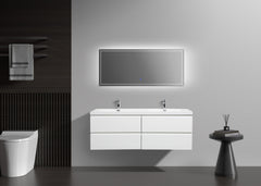 Laviva Aurora 60" Wall Hung Double Sink Bathroom Vanity with White Acrylic Countertop - Gallery