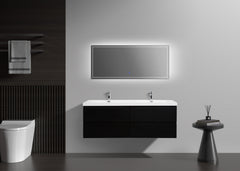 Laviva Aurora 60" Wall Hung Double Sink Bathroom Vanity with White Acrylic Countertop - Gallery