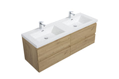Laviva Aurora 60" Wall Hung Double Sink Bathroom Vanity with White Acrylic Countertop - Gallery