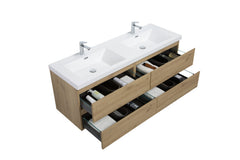 Laviva Aurora 60" Wall Hung Double Sink Bathroom Vanity with White Acrylic Countertop - Gallery