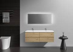 Laviva Aurora 60" Wall Hung Double Sink Bathroom Vanity with White Acrylic Countertop - Gallery