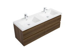 Laviva Aurora 60" Wall Hung Double Sink Bathroom Vanity with White Acrylic Countertop - Gallery
