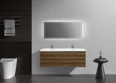 Laviva Aurora 60" Wall Hung Double Sink Bathroom Vanity with White Acrylic Countertop - Gallery