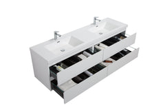 Laviva Aurora 72" Wall Hung Double Sink Bathroom Vanity with White Acrylic Countertop - Gallery