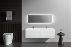 Laviva Aurora 72" Wall Hung Double Sink Bathroom Vanity with White Acrylic Countertop - Gallery