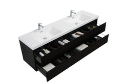 Laviva Aurora 72" Wall Hung Double Sink Bathroom Vanity with White Acrylic Countertop - Gallery