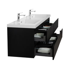 Laviva Aurora 72" Wall Hung Double Sink Bathroom Vanity with White Acrylic Countertop - Gallery