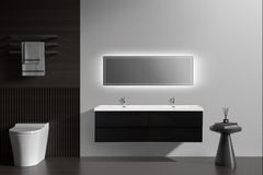 Laviva Aurora 72" Wall Hung Double Sink Bathroom Vanity with White Acrylic Countertop - Gallery