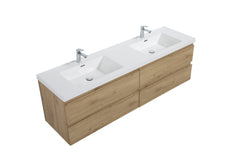Laviva Aurora 72" Wall Hung Double Sink Bathroom Vanity with White Acrylic Countertop - Gallery