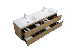 Laviva Aurora 72" Wall Hung Double Sink Bathroom Vanity with White Acrylic Countertop - Gallery