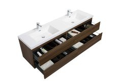 Laviva Aurora 72" Wall Hung Double Sink Bathroom Vanity with White Acrylic Countertop - Gallery