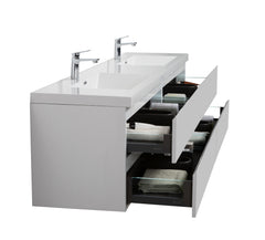 Laviva Aurora 84" Wall Hung Double Sink Bathroom Vanity with White Acrylic Countertop - Gallery