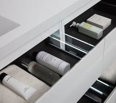 Laviva Aurora 84" Wall Hung Double Sink Bathroom Vanity with White Acrylic Countertop - Gallery