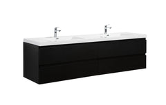 Laviva Aurora 84" Wall Hung Double Sink Bathroom Vanity with White Acrylic Countertop - Matte Midnight Black