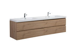 Laviva Aurora 84" Wall Hung Double Sink Bathroom Vanity with White Acrylic Countertop - Sonoma Oak