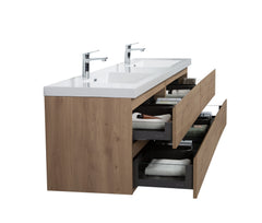Laviva Aurora 84" Wall Hung Double Sink Bathroom Vanity with White Acrylic Countertop - Gallery