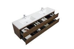 Laviva Aurora 84" Wall Hung Double Sink Bathroom Vanity with White Acrylic Countertop - Gallery