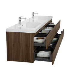 Laviva Aurora 84" Wall Hung Double Sink Bathroom Vanity with White Acrylic Countertop - Gallery