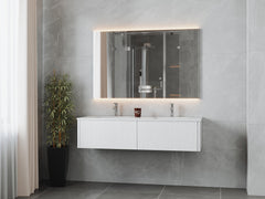 Laviva Legno 60" Double Sink Bathroom Vanity with Matte White VIVA Stone Solid Surface Countertop - Gallery