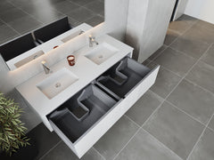 Laviva Legno 60" Double Sink Bathroom Vanity with Matte White VIVA Stone Solid Surface Countertop - Gallery