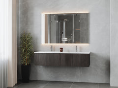 Laviva Legno 60" Double Sink Bathroom Vanity with Matte White VIVA Stone Solid Surface Countertop - Gallery