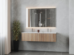 Laviva Legno 60" Double Sink Bathroom Vanity with Matte White VIVA Stone Solid Surface Countertop - Gallery