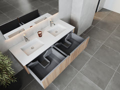 Laviva Legno 60" Double Sink Bathroom Vanity with Matte White VIVA Stone Solid Surface Countertop - Gallery
