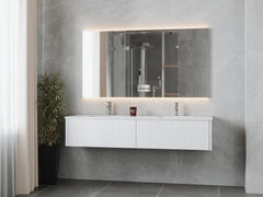 Laviva Legno 72" Double Sink Bathroom Vanity with Matte White VIVA Stone Solid Surface Countertop - Gallery